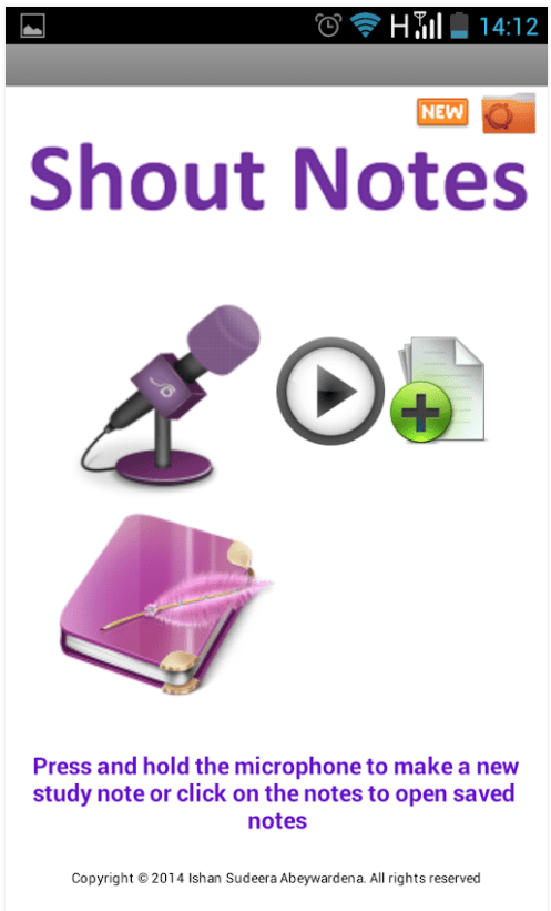 Shout Notes Android mobile app
